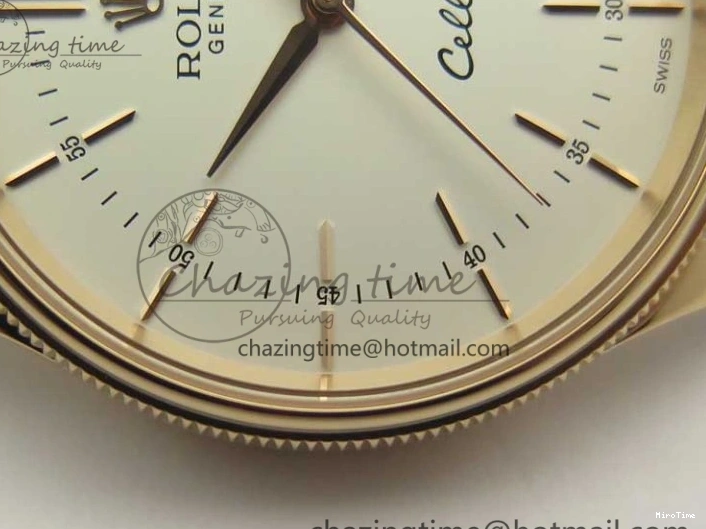 MiroTime 0123 Cellini Time 50509 RG MKF Best Edition White Dial Sticks Marker on Brown Leather Strap A3132 V SoftTouch 3405